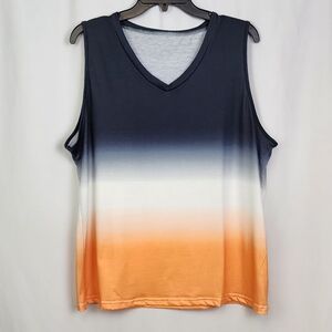 Womens Amazon Orange Black & White Sleeveless Top Size 2XL